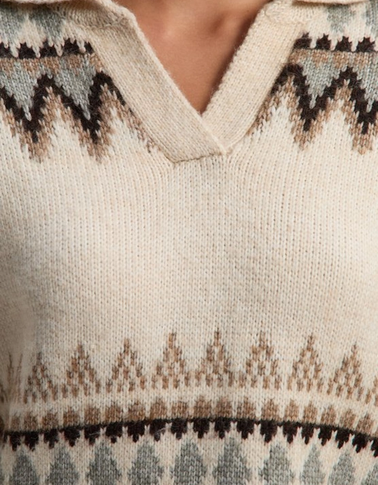 Fairisle Pattern V Neck Knit Jumper