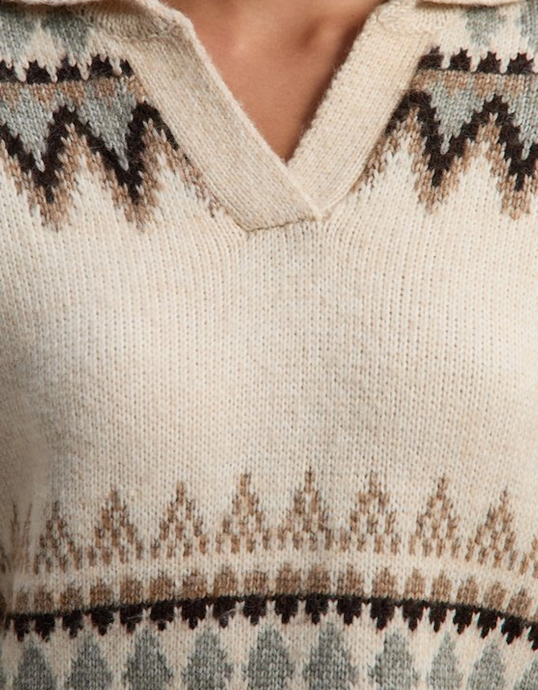 Fairisle Pattern V Neck Knit Jumper