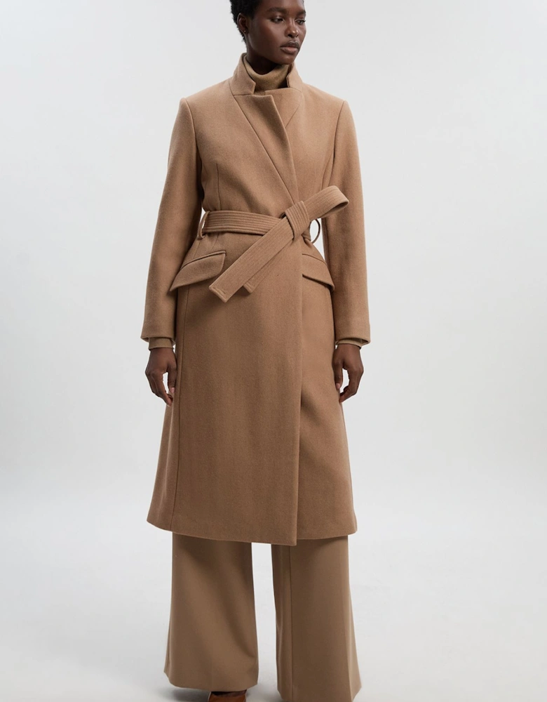 Wool Investment Notch Neck Tailored Midi Coat