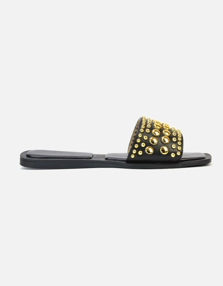 'Elodie' Flat Beaded Open Toe Slider Sandal