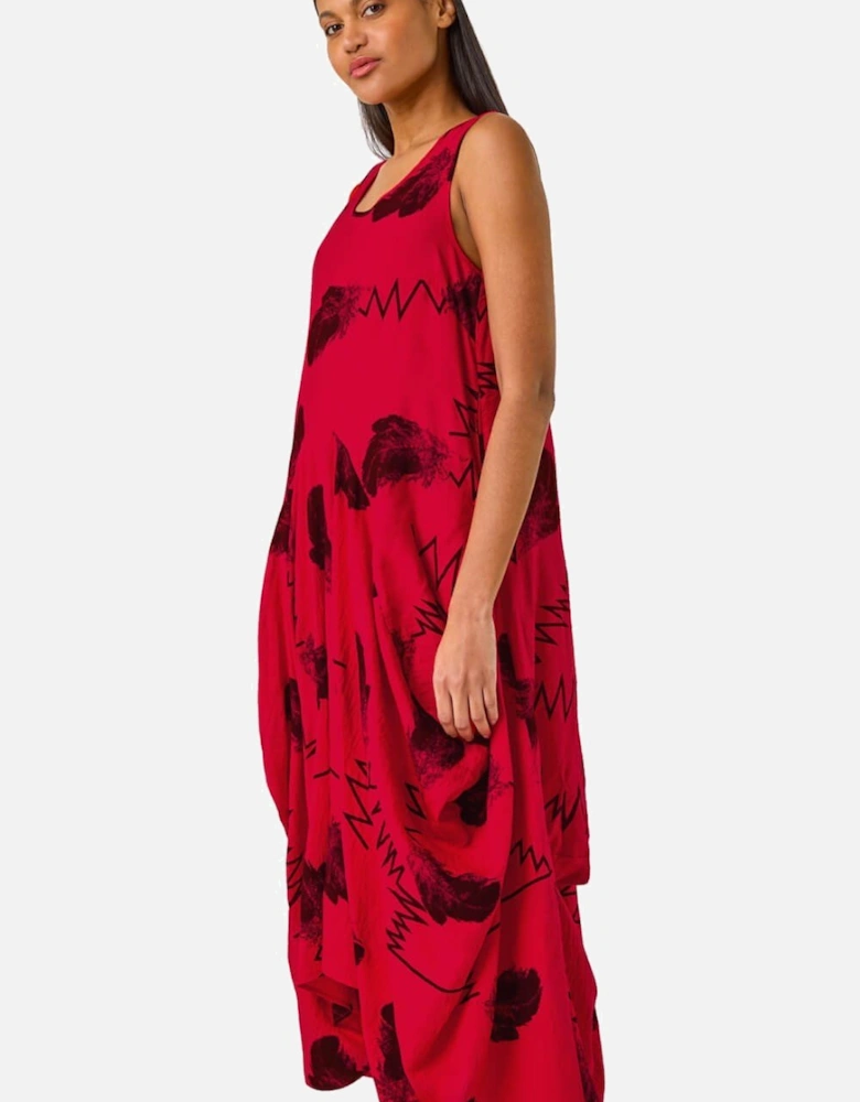 Abstract Bubble Hem Midi Dress