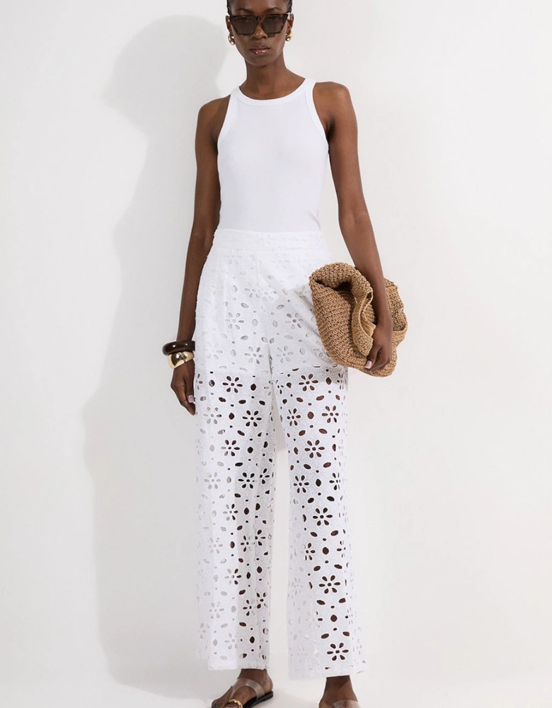 Cotton Broderie Woven Trouser