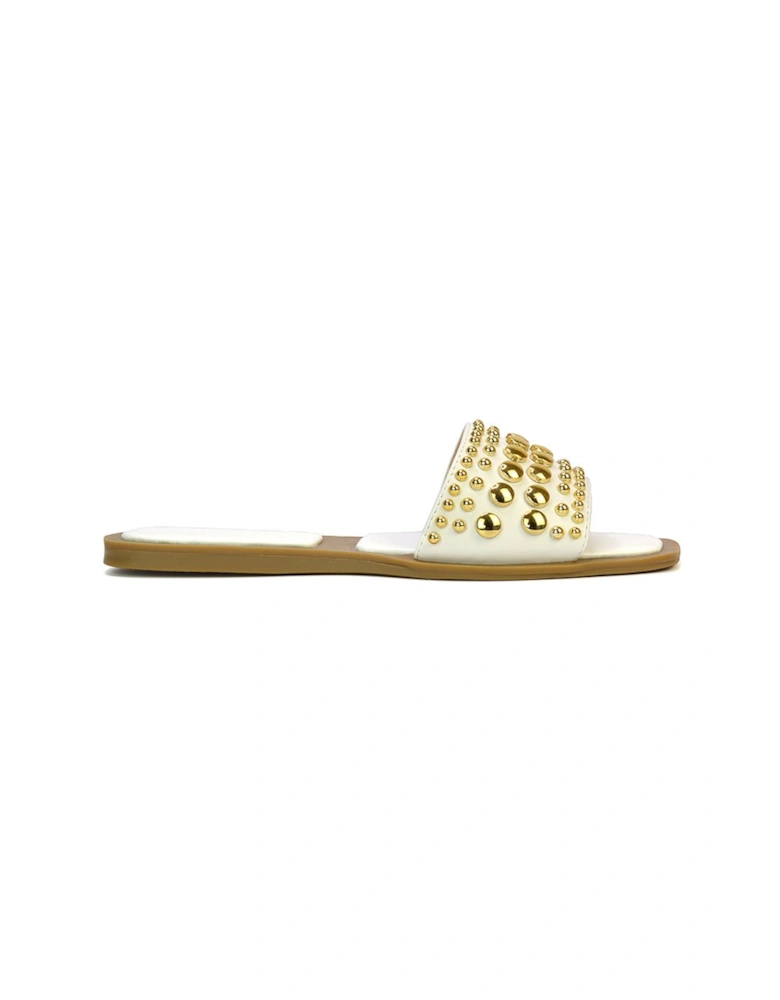 'Elodie' Flat Beaded Open Toe Slider Sandal