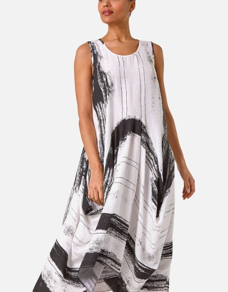 Abstract Bubble Hem Midi Dress