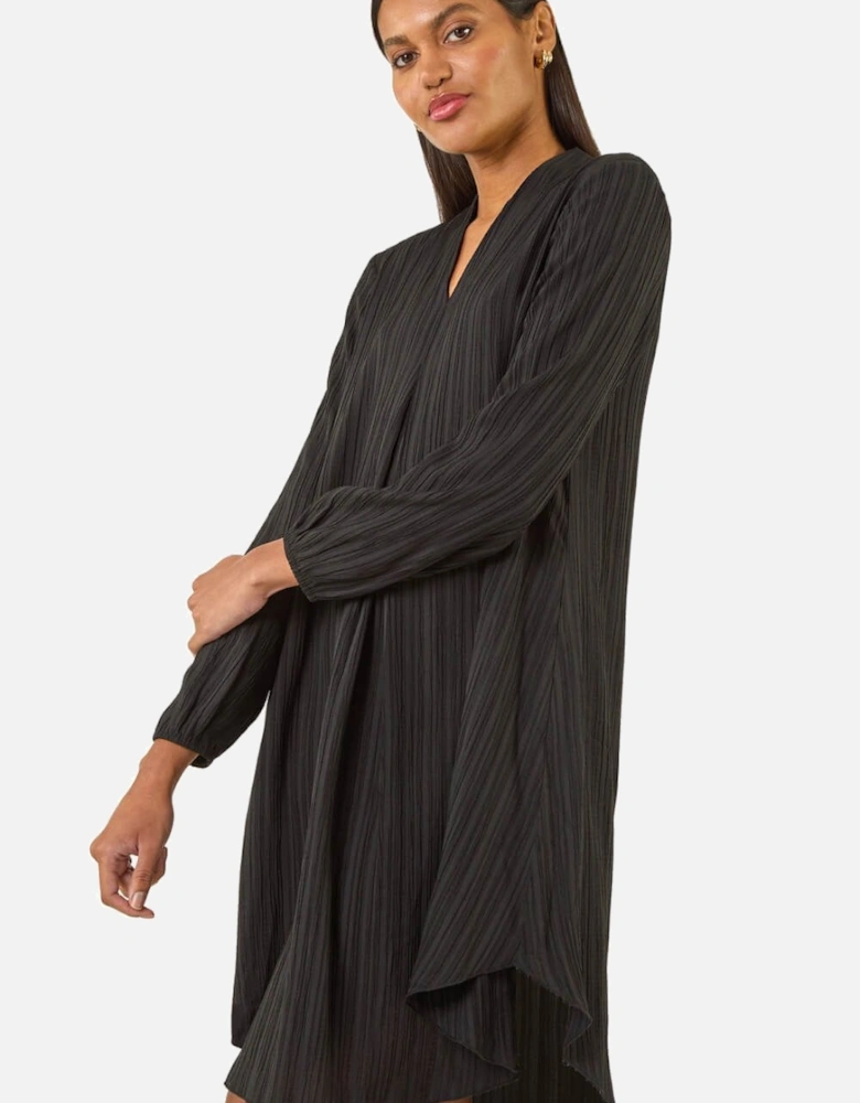 Textured V-Neck Swing Dress
