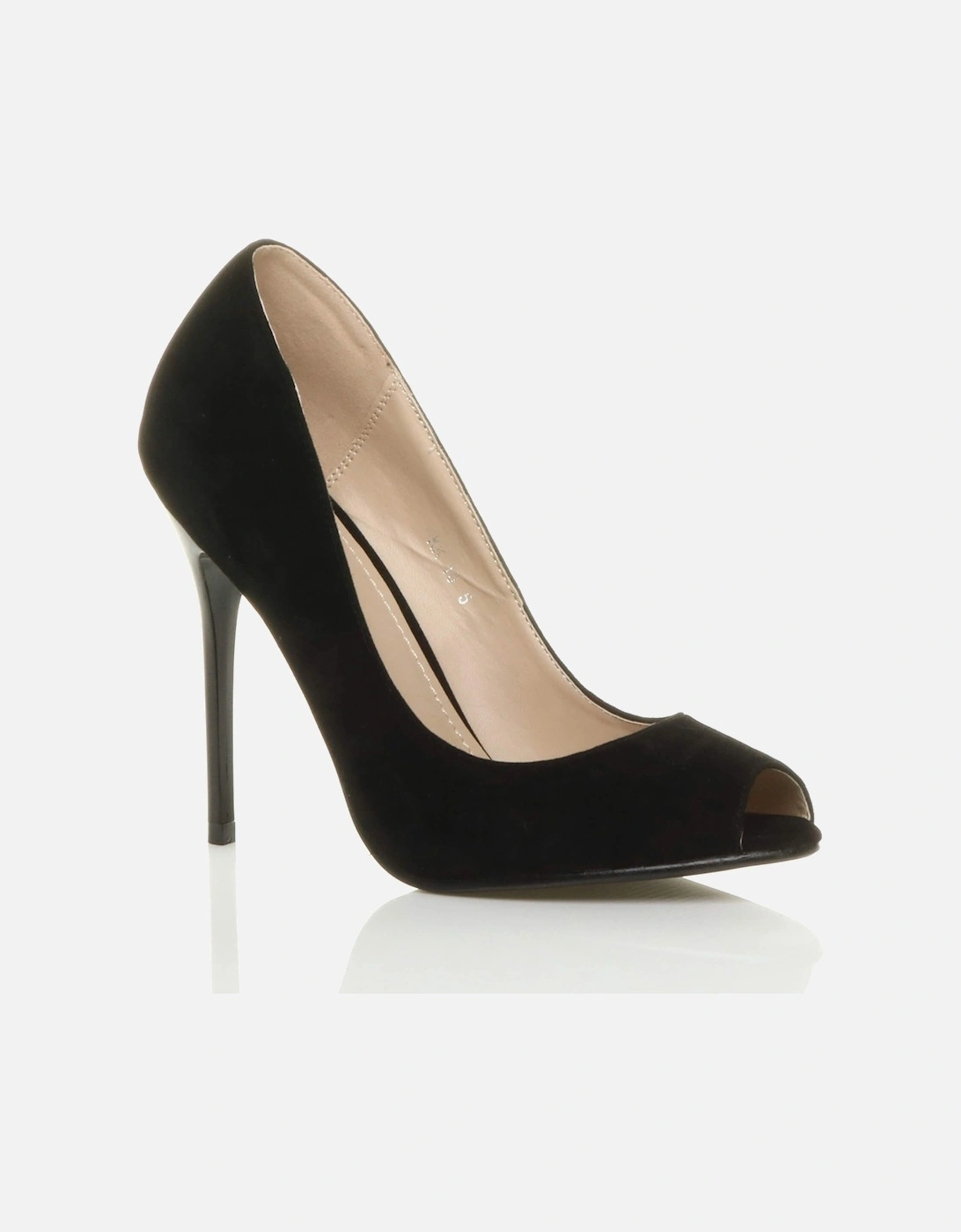 High Stiletto Heel Peep Toe Faux Suede Court Shoes, 2 of 1