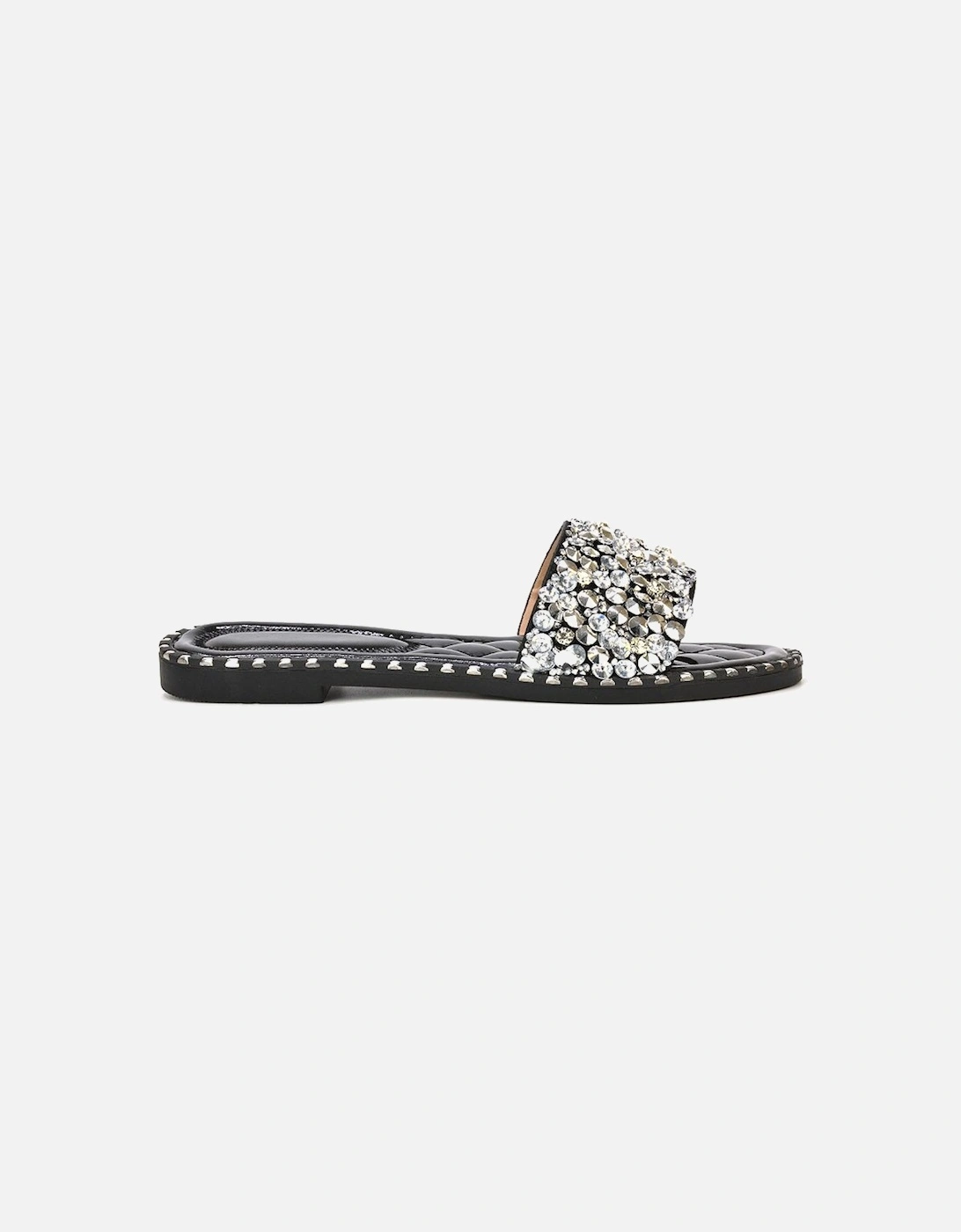'Khaleesi' Jewel Slider Slip On Flat Sparkly Diamante Mule Sandals, 2 of 1