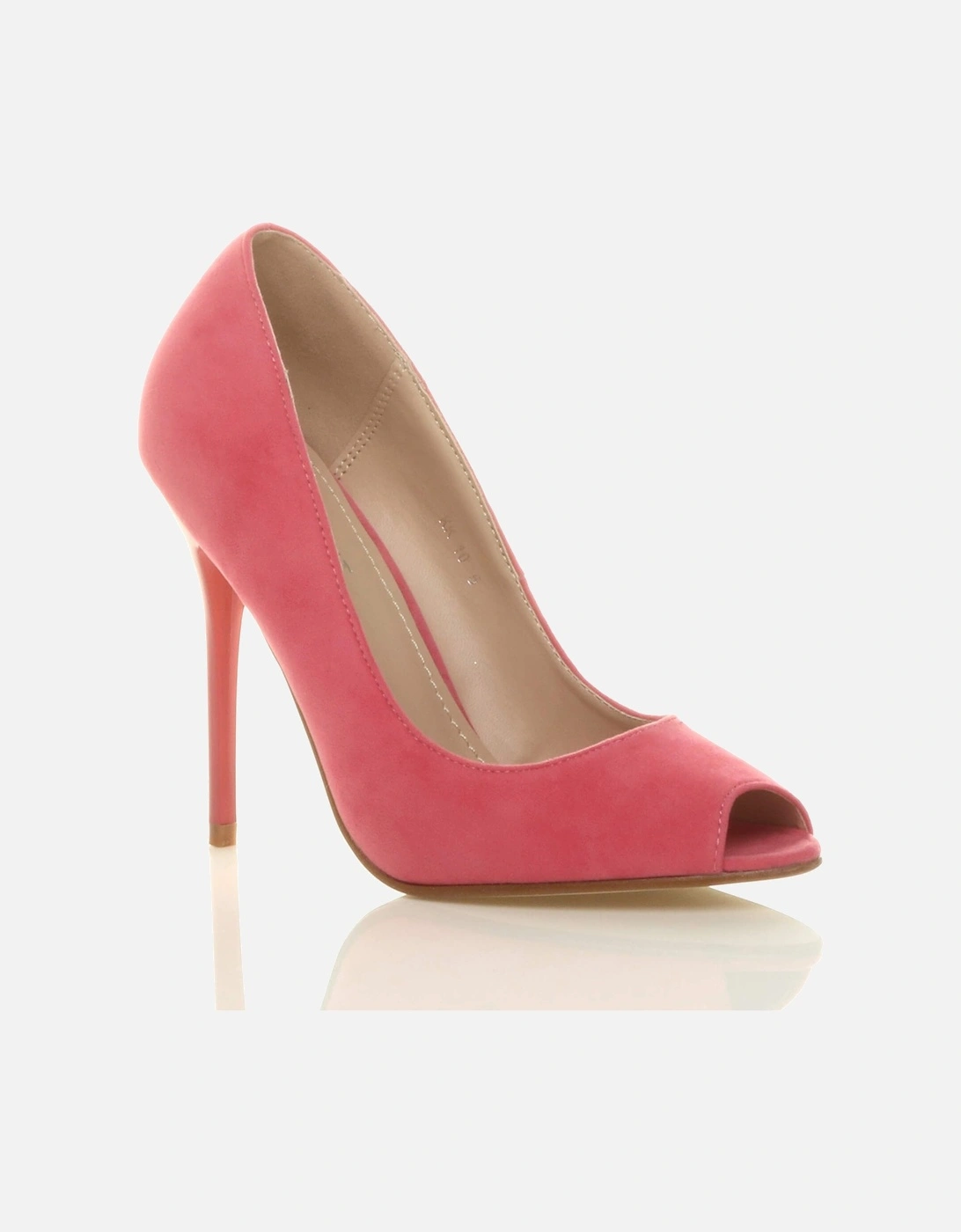High Stiletto Heel Peep Toe Faux Suede Court Shoes, 2 of 1