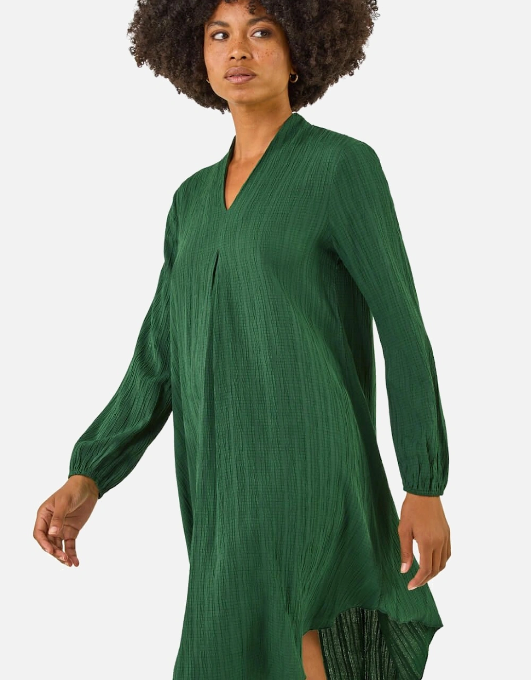 Textured V-Neck Swing Dress, 2 of 1