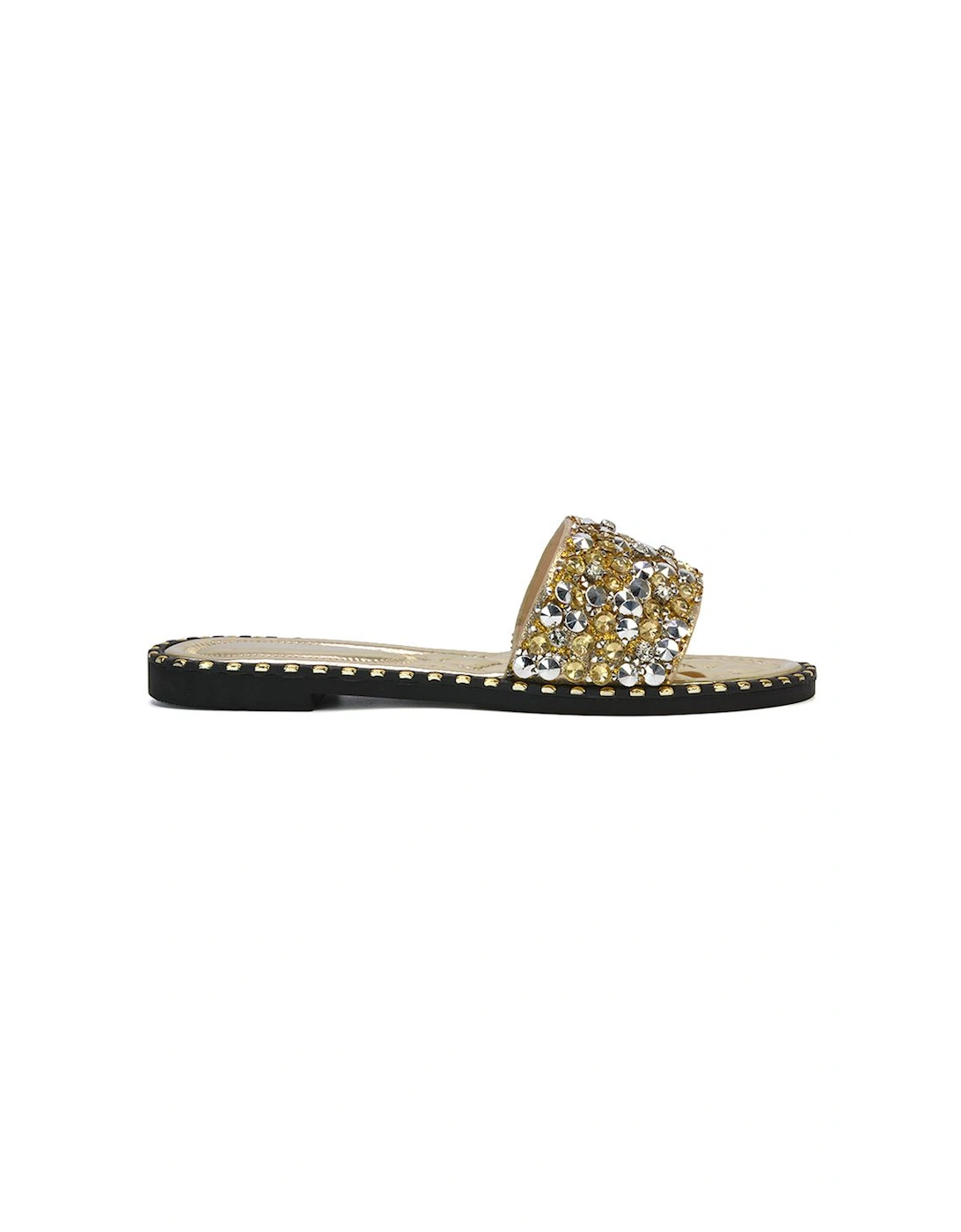 'Khaleesi' Jewel Slider Slip On Flat Sparkly Diamante Mule Sandals, 2 of 1