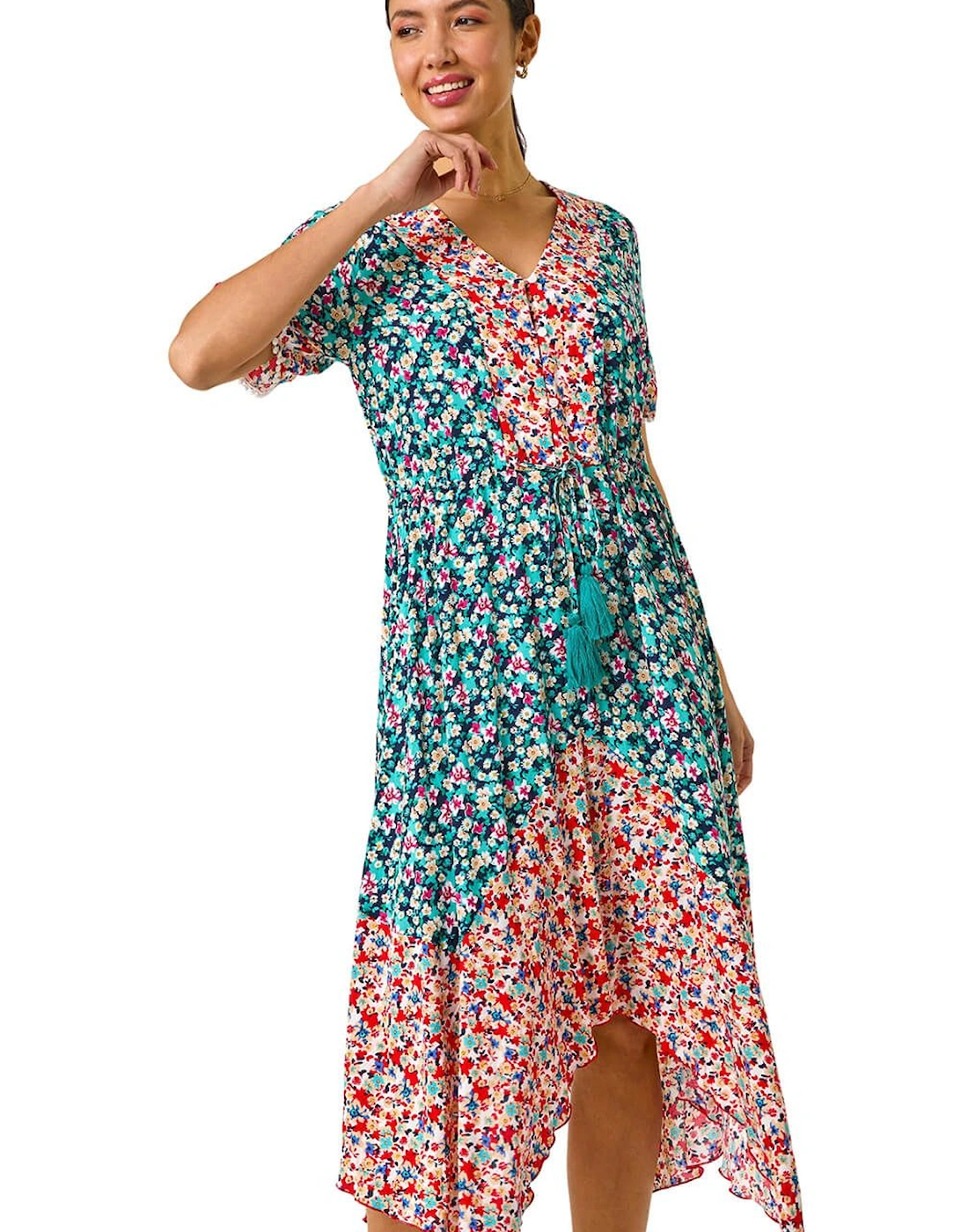 Floral Mix Print Midi Dress, 2 of 1