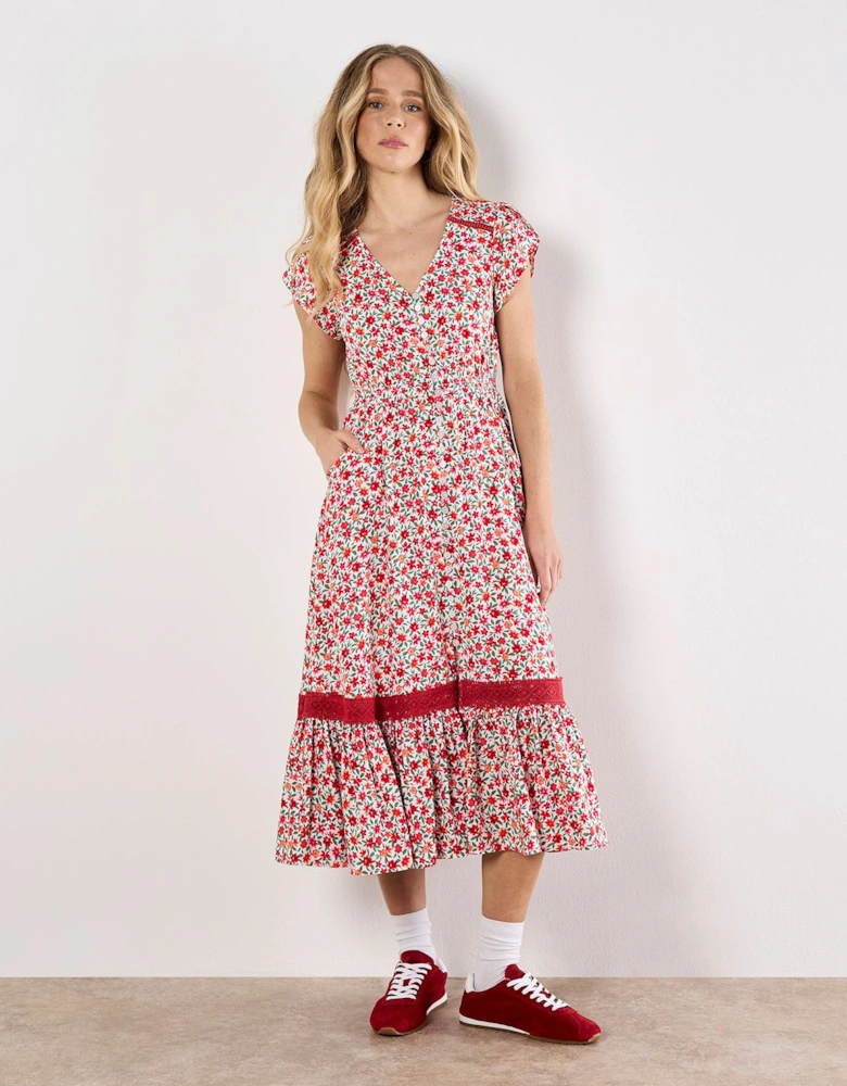 Ditsy Floral Button Down Midi Dress