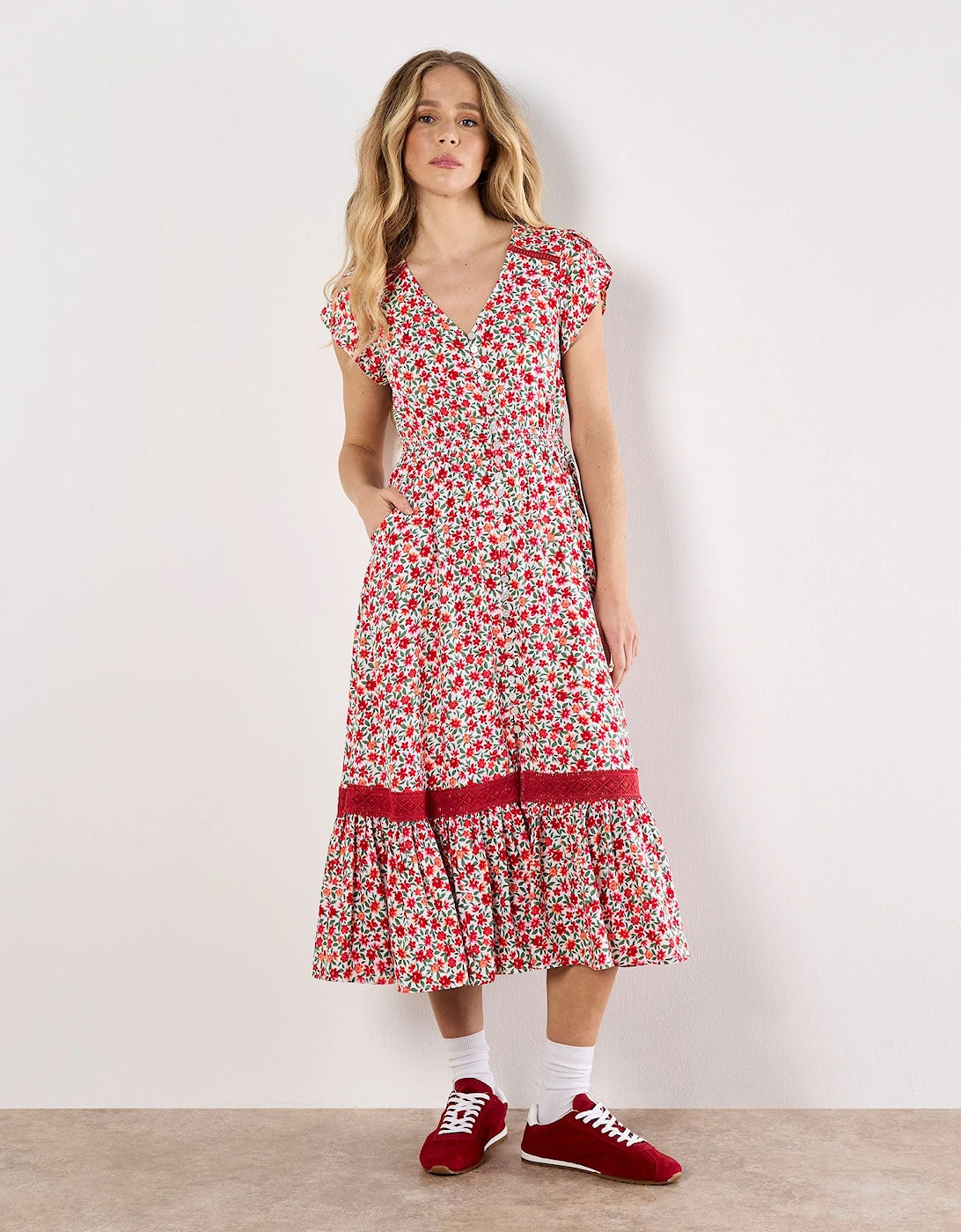 Ditsy Floral Button Down Midi Dress, 2 of 1