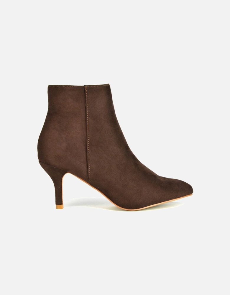 'Anastsia' Low Mid Kitten High Heel Stiletto Zip-Up Ankle Boots