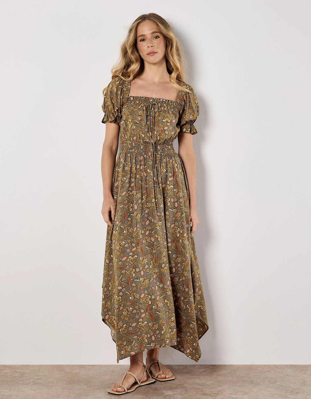 Sarasa Floral Milkmaid Midi Dress, 2 of 1