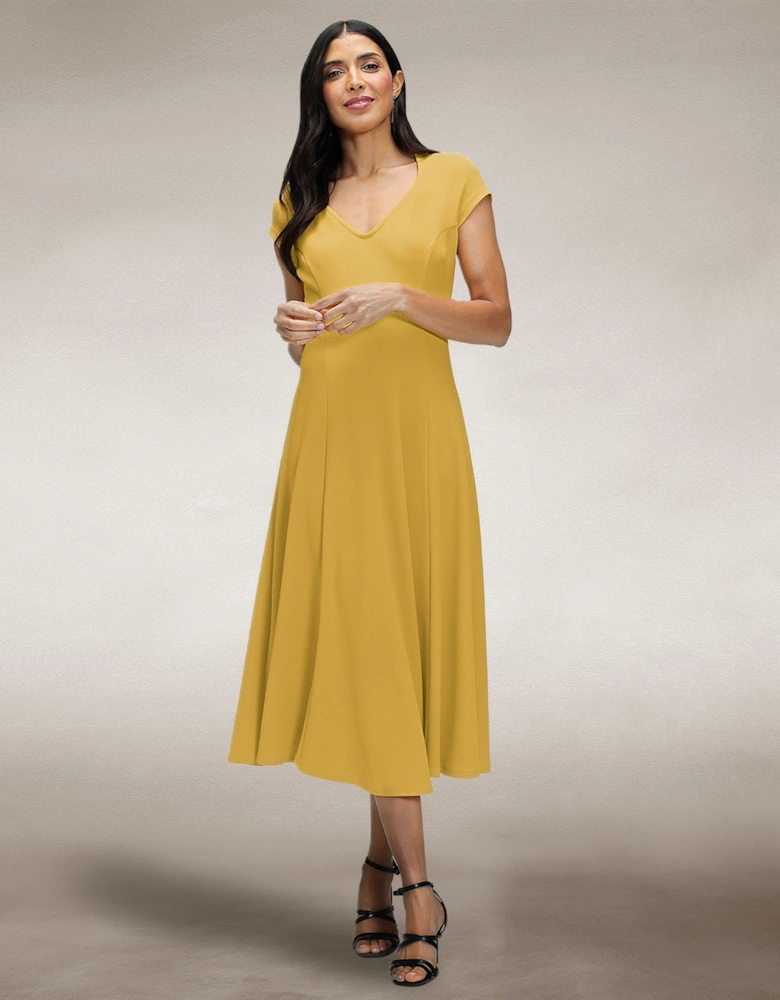 A Line Midi Dress with Cap Sleeves