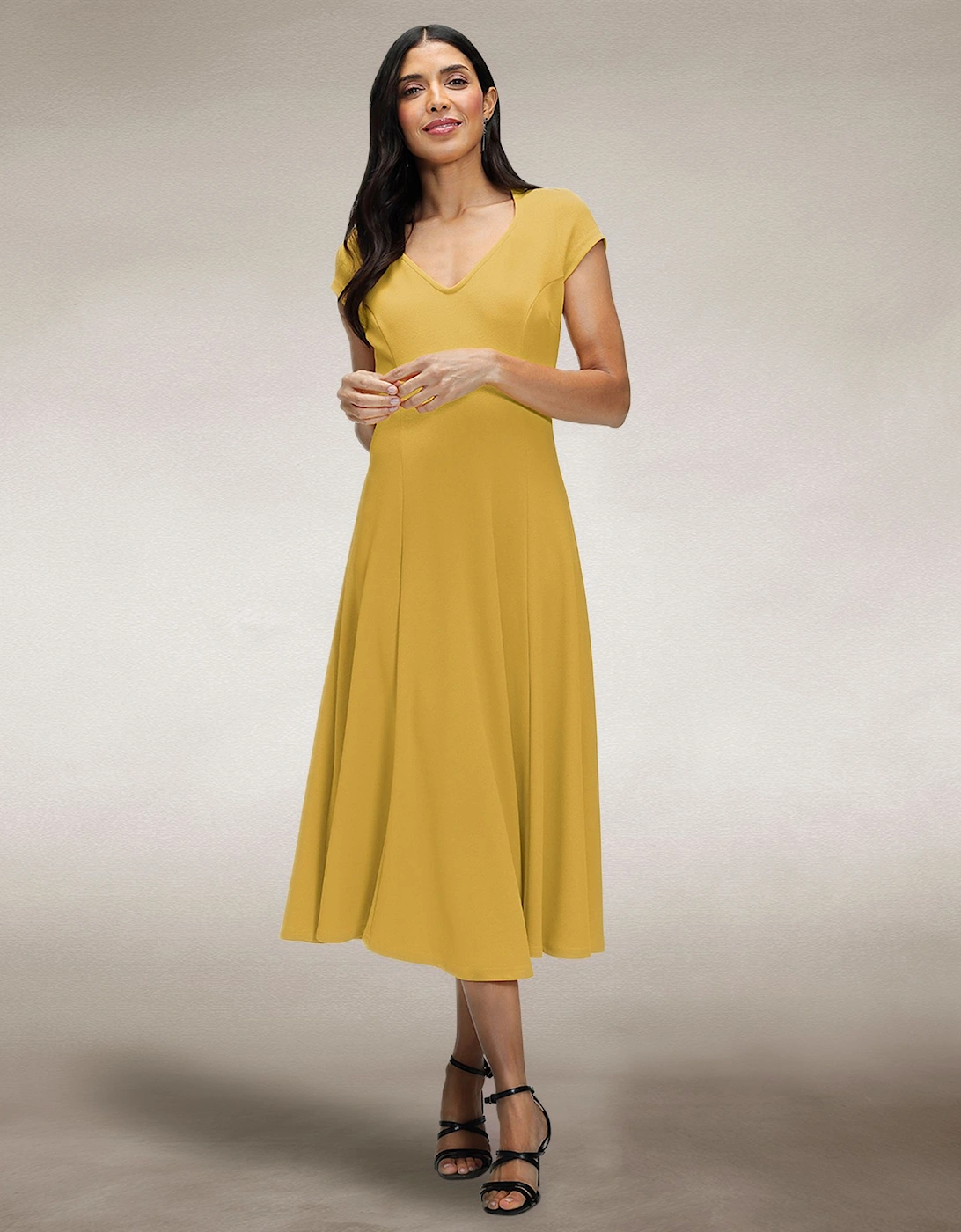 A Line Midi Dress with Cap Sleeves, 2 of 1