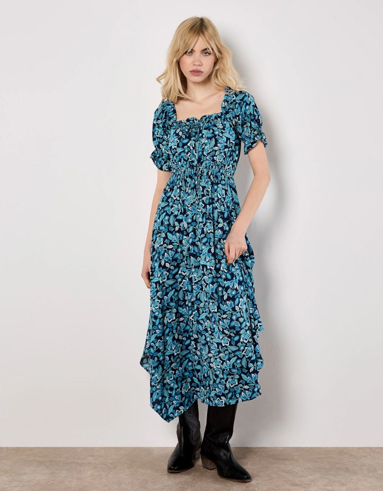 Sarasa Floral Milkmaid Midi Dress
