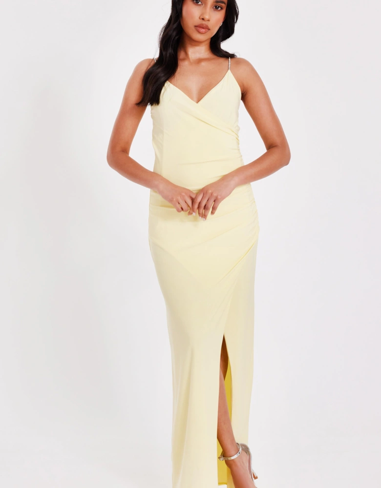 Lemon Petite Diamante Strap Maxi Dress