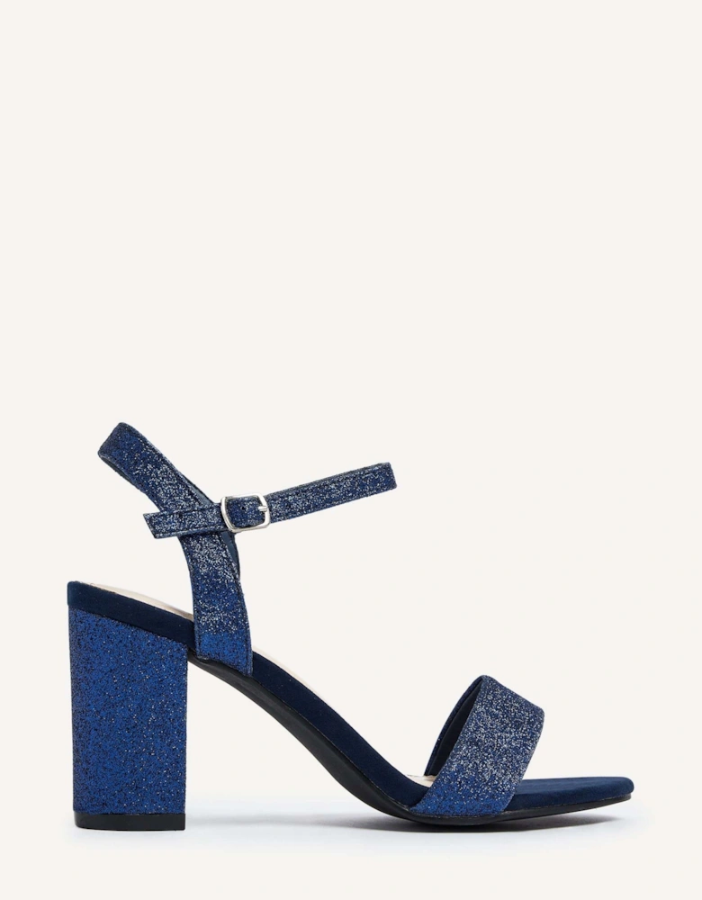 Skyline Navy Glitter Open Back Barely There Block Heeled Sandal