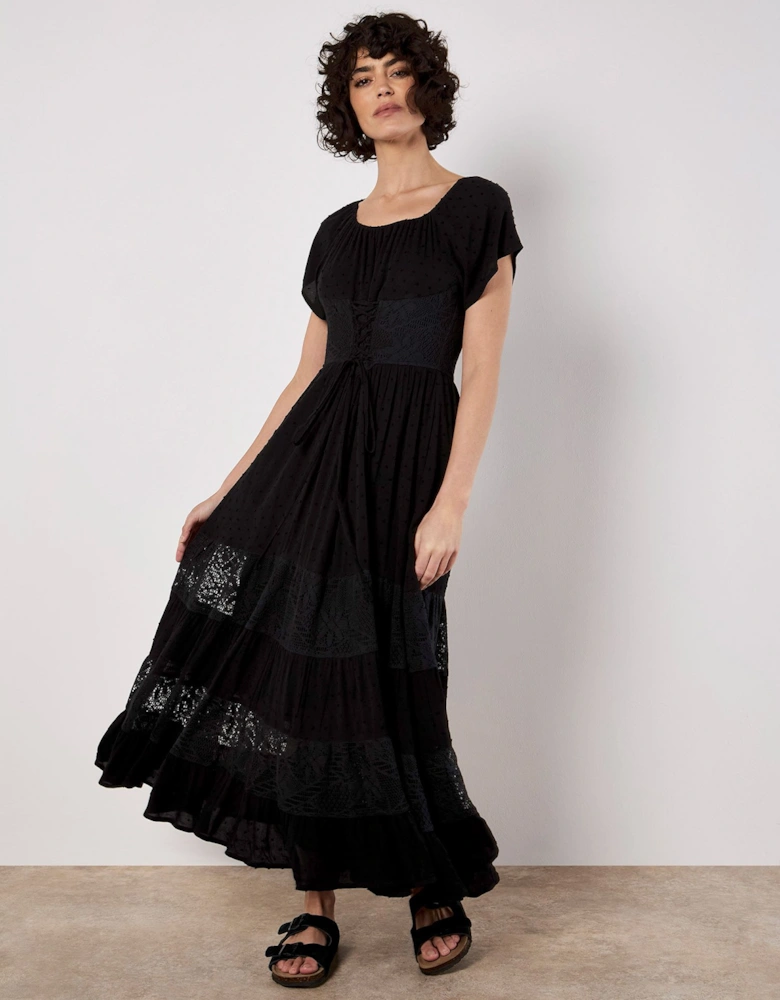 Lace Detail Corset Maxi Dress