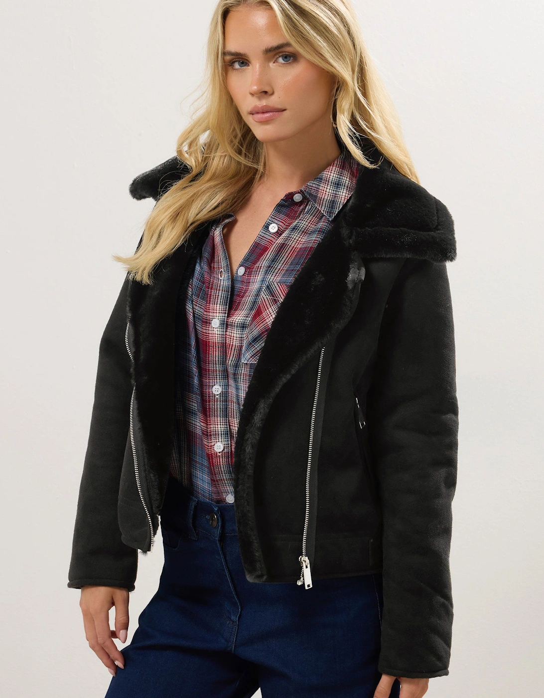 Petite Faux Fur Aviator Jacket, 2 of 1