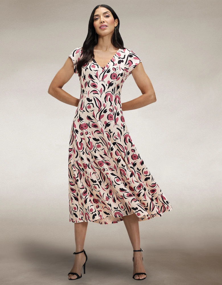 A Line Midi Dress with Cap Sleeves