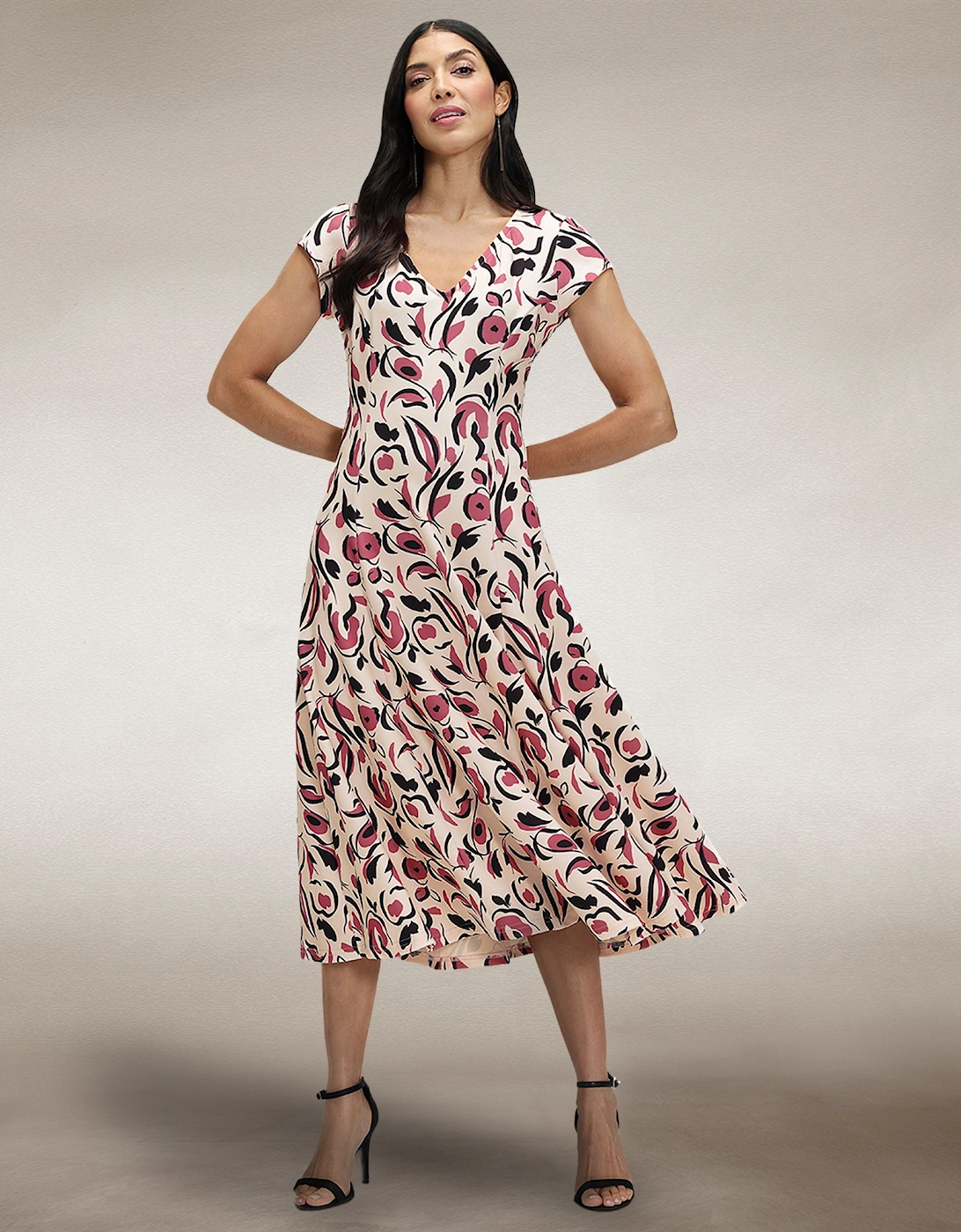 A Line Midi Dress with Cap Sleeves, 2 of 1