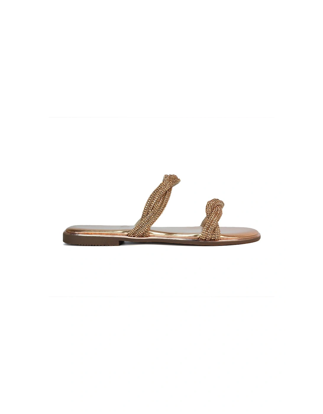 'Jade' Flat Embellished Diamante Slider Sandals, 2 of 1