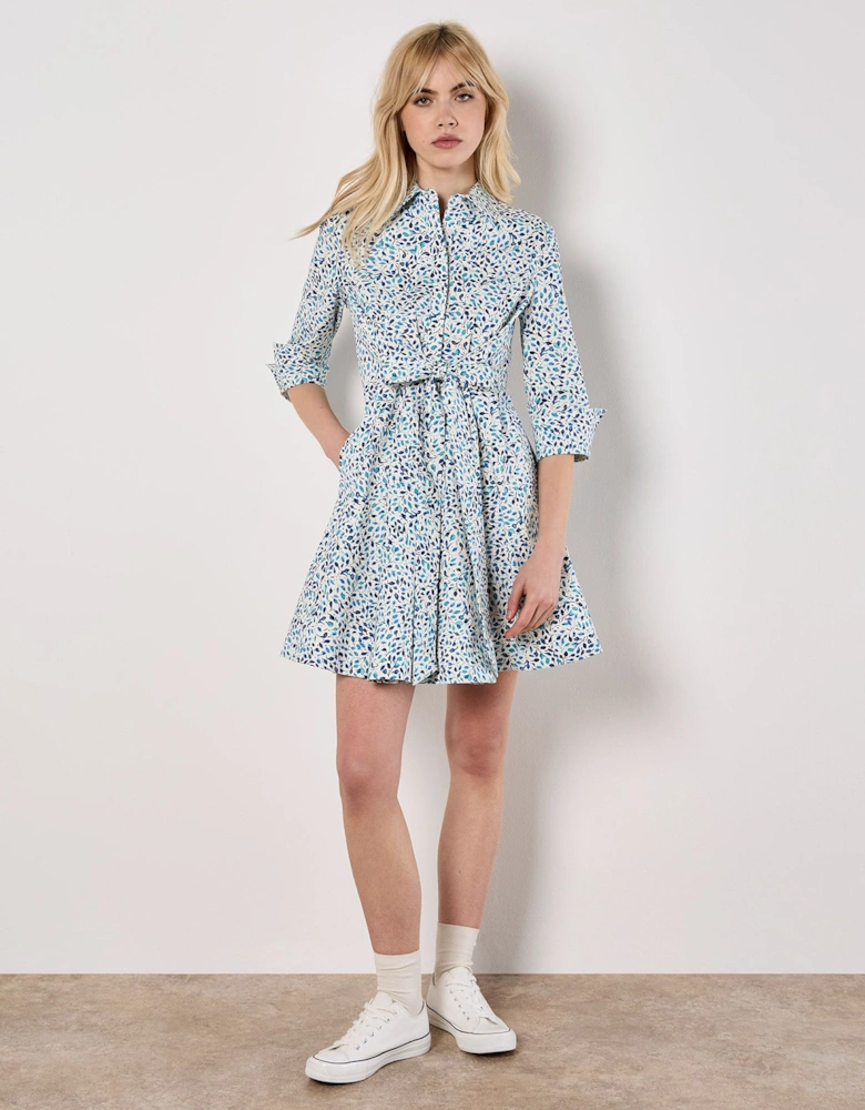 Cotton Poplin Leaf Shirt Mini Dress
