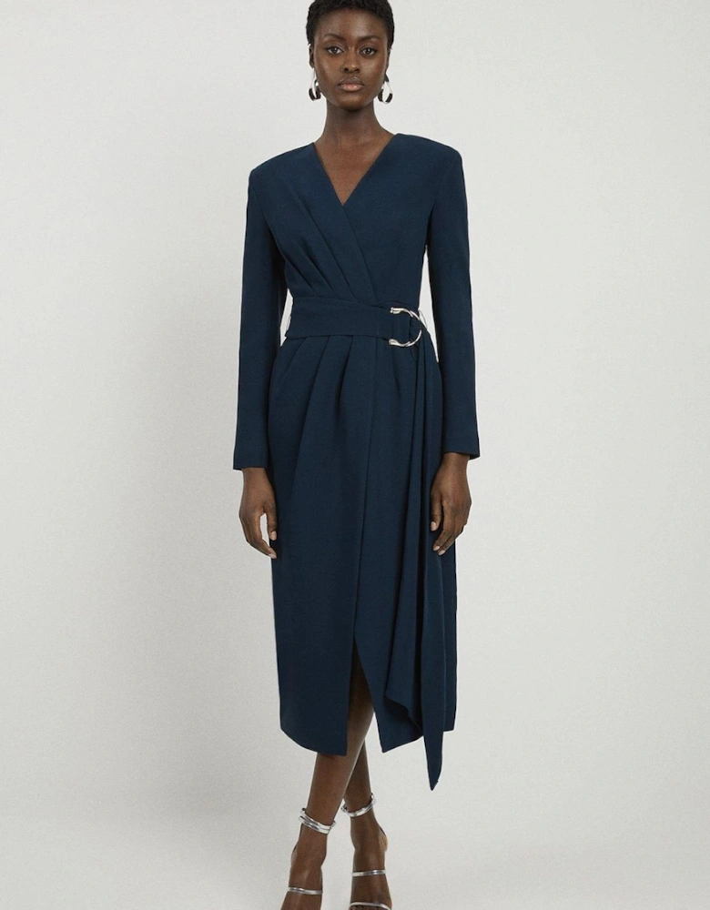Compact Stretch Viscose Drape Waist Maxi Dress
