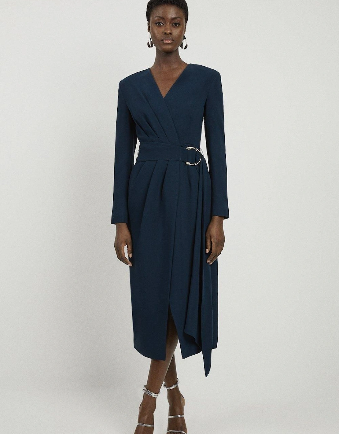 Compact Stretch Viscose Drape Waist Maxi Dress, 2 of 1