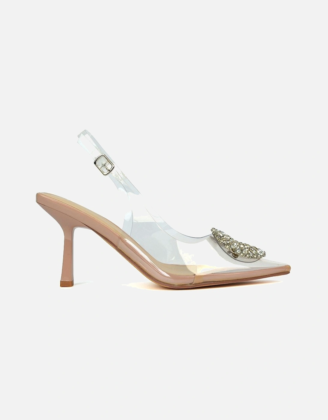 'Aiysha' Clear Perspex Slingback Jewel Court Shoes Heels with Pointed Toe, 2 of 1