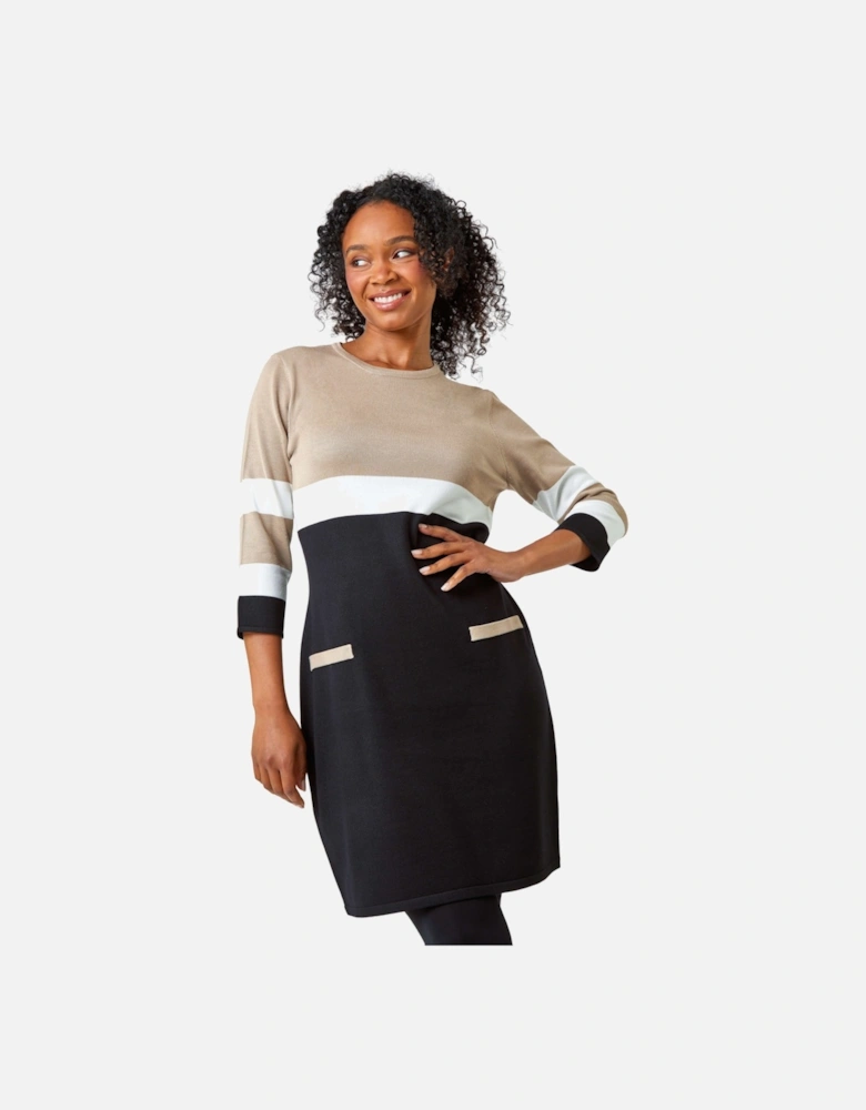 Petite Stripe Print Pocket Jumper Dress