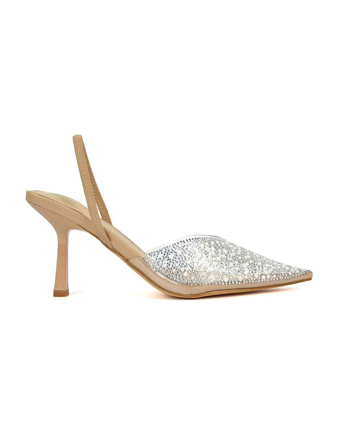 'Kadie' Perspex Jewel Pointed Toe Court Shoe Sandals With Slingback, 2 of 1