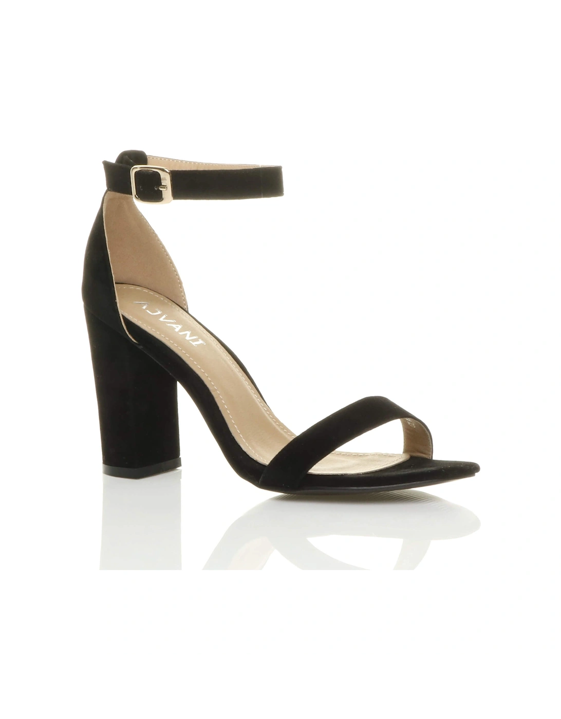 High Block Heel Ankle Strap Faux Suede Heeled Sandals, 2 of 1
