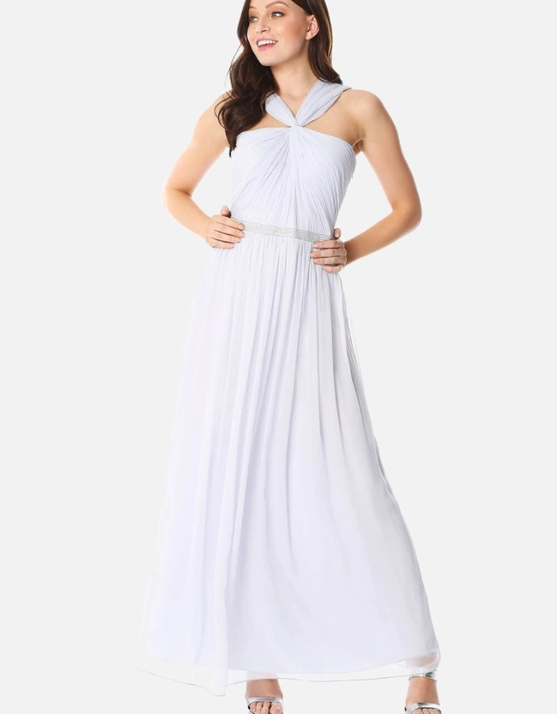 Bead Embellished Chiffon Maxi Dress