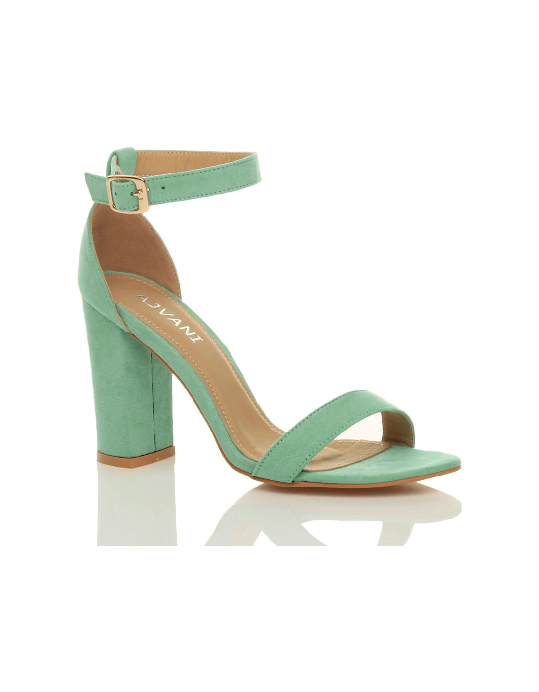 High Block Heel Ankle Strap Faux Suede Heeled Sandals, 2 of 1