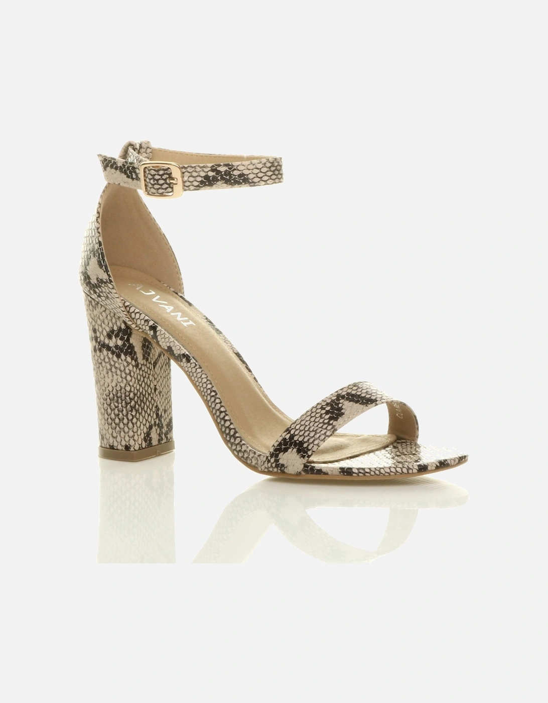 High Block Heel Ankle Strap Snake Heeled Sandals, 2 of 1