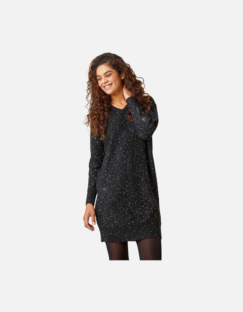 Sequin Detail Stretch Jumper Dress