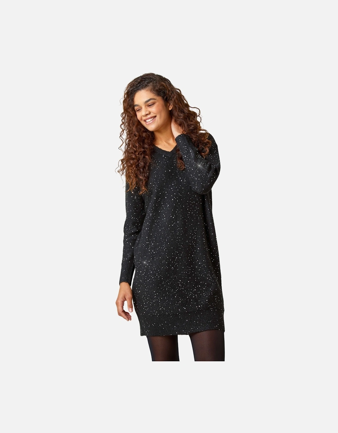 Sequin Detail Stretch Jumper Dress, 2 of 1