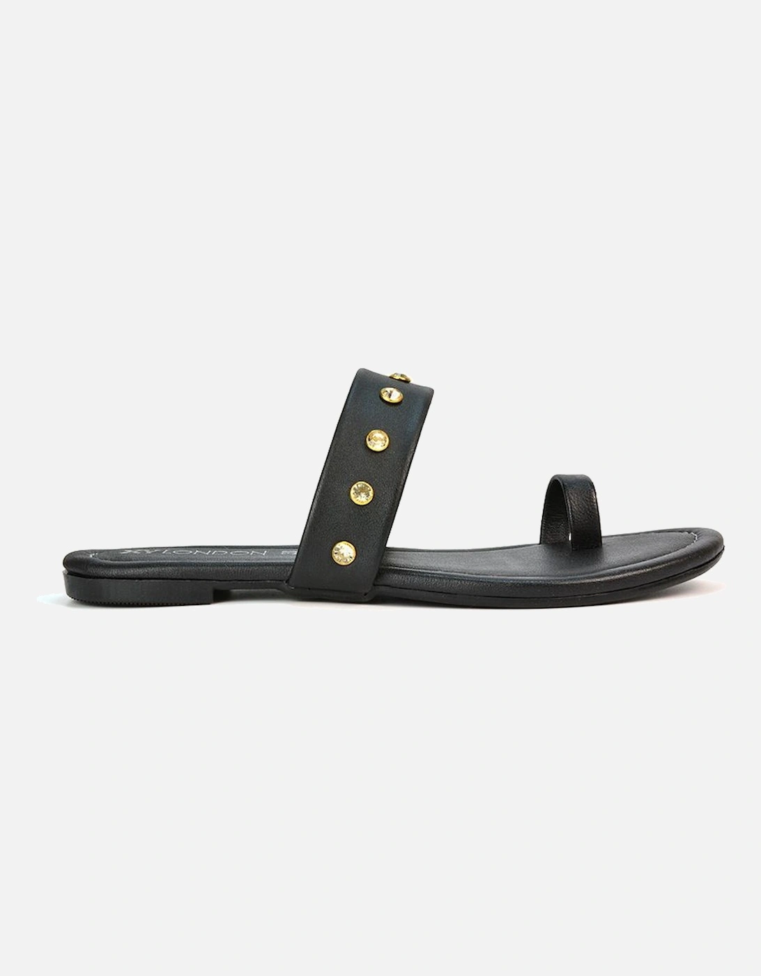 'Isobel' Diamante Flip Flop Leather Sandal Slider Shoes With Toe Post, 2 of 1