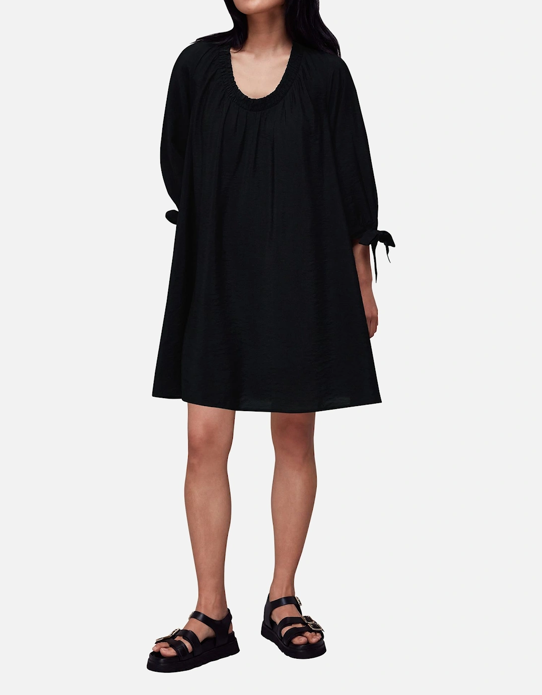 Lydia Gathered Trapeze Dress Plain, 2 of 1
