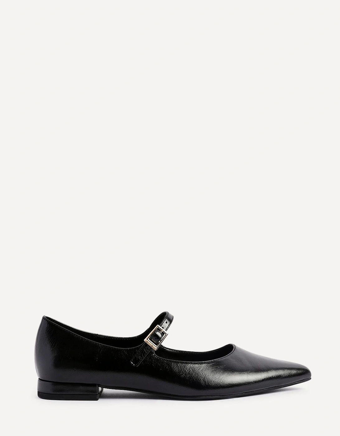 Seattle Black Faux Leather Pointed Toe Mary Jane Style Pumps, 2 of 1