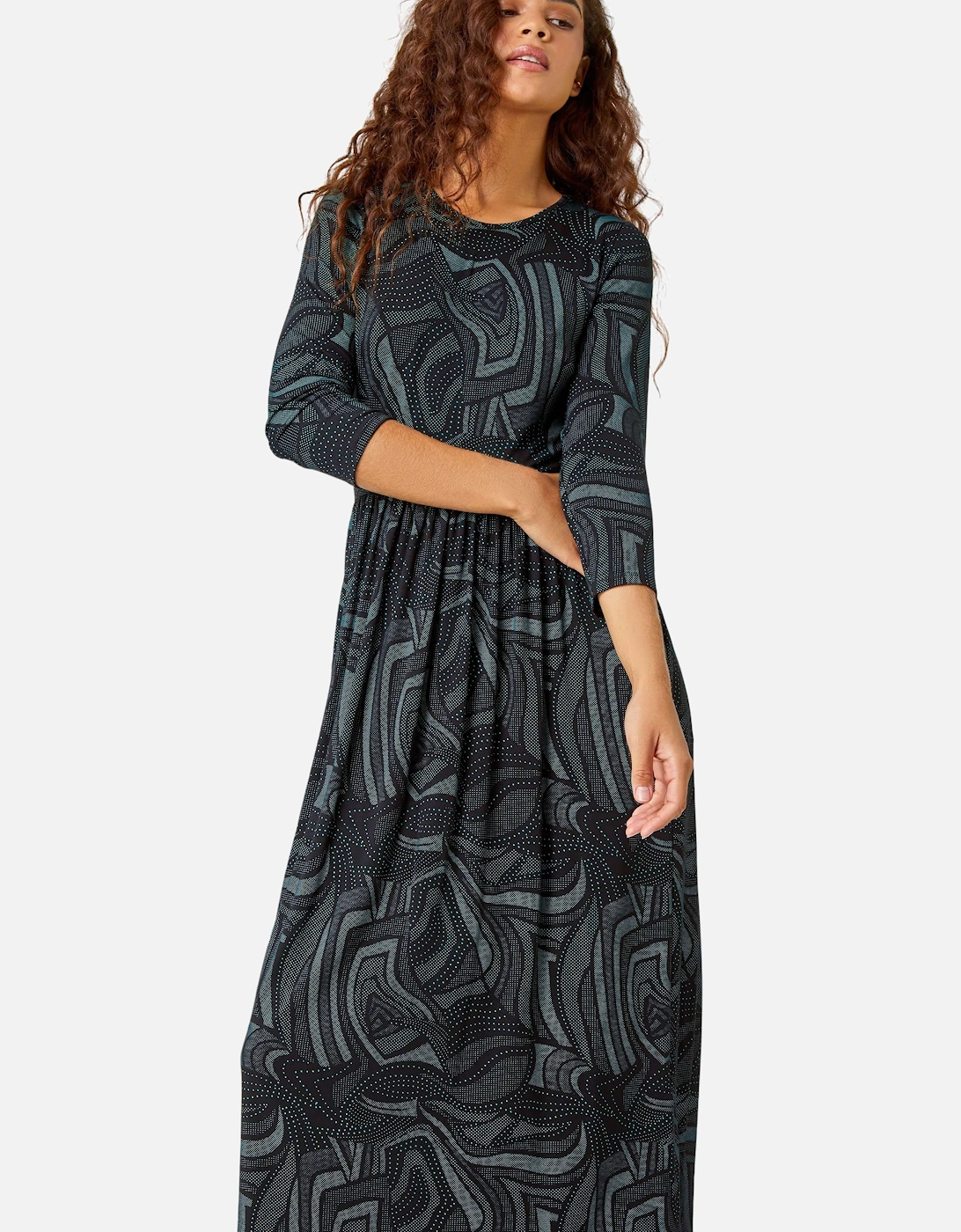 Abstract Pocket Detail Midi Stretch Dress, 2 of 1