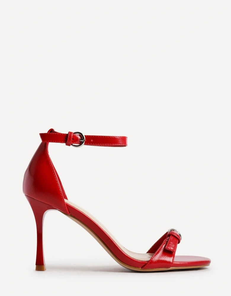 Prestige Red Faux Leather Stiletto Heeled Sandals