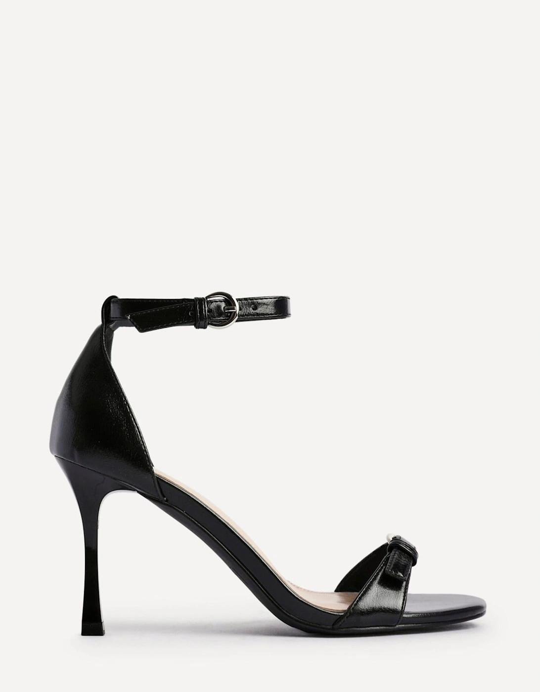 Prestige Black Faux Leather Stiletto Heeled Sandals, 2 of 1