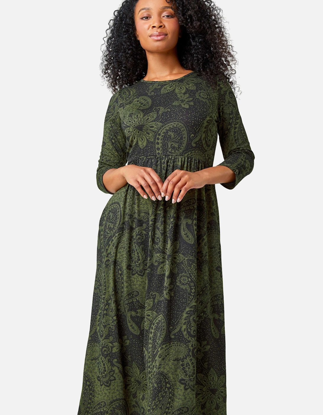 Petite Paisley Print Midi Stretch Dress, 2 of 1