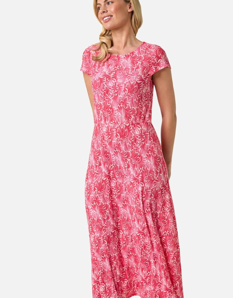 Petite Abstract Print Crinkle Midi Dress