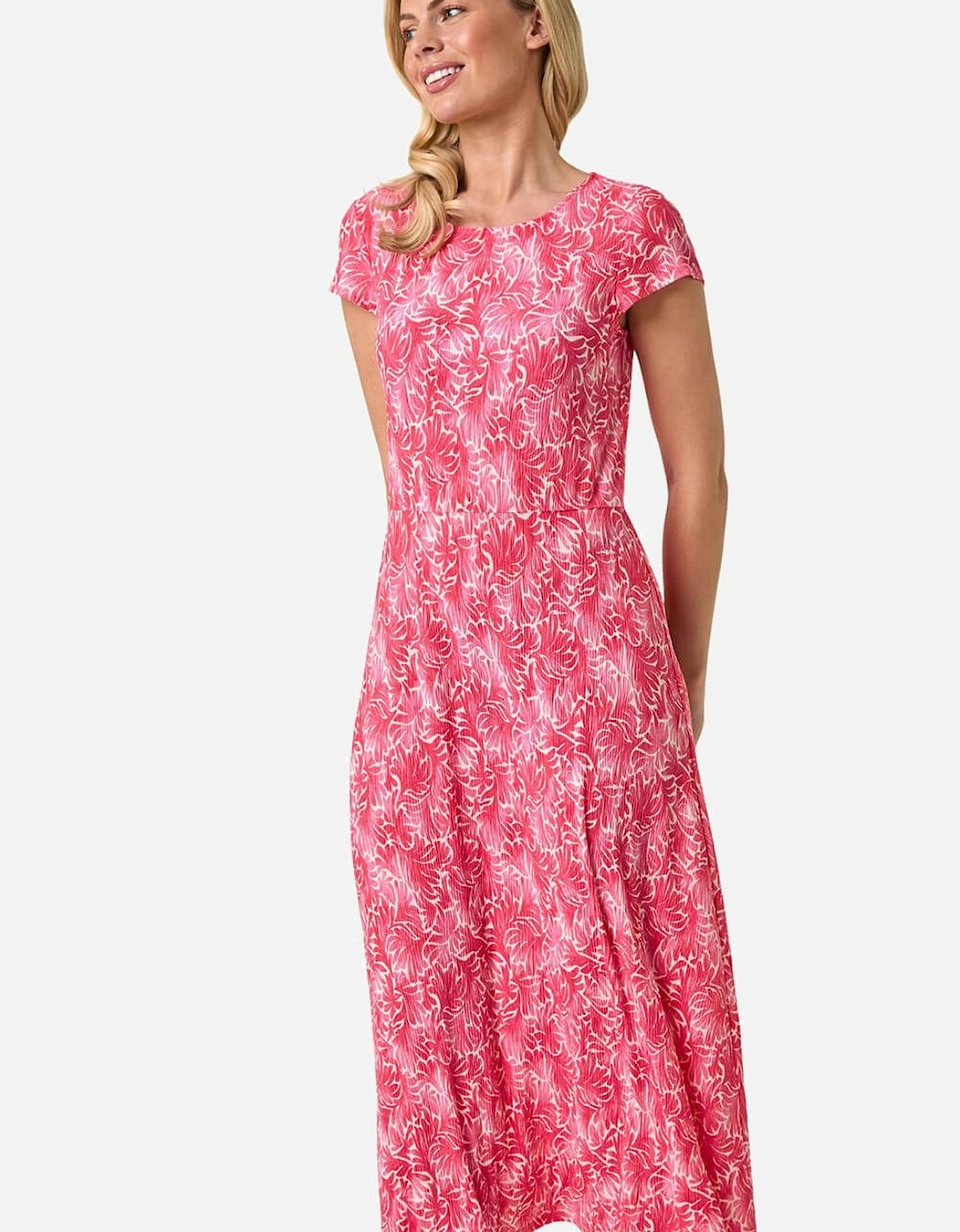 Petite Abstract Print Crinkle Midi Dress, 2 of 1